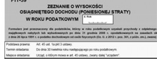 Informacje O PIT-39 - Rozliczenie PIT Przez Internet 2019 / 2020